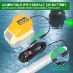 20V 배터리와 호환되는 크리토닉스 수중 그린 낚시 조명, 크래피 및 오징어 유인용 LED, 13W, 1512루멘, 도크 조명(배터리 없음) : 브이팩토리002