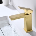 호환 북유럽 간단한 스타일 닦았 골드 욕실 싱크 수도꼭지 광장 황동 샤워 룸 분지 차가운 온수 믹서 탭 G1145 : 빅스프레스