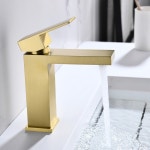 호환 북유럽 간단한 스타일 닦았 골드 욕실 싱크 수도꼭지 광장 황동 샤워 룸 분지 차가운 온수 믹서 탭 G1145 : 빅스프레스