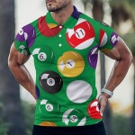 당구장 탁구공 남자 폴로 셔츠 반팔 골프 티셔츠 테니스 탑 티 Small : 찬스스퀘어