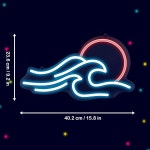히니티 웨이브 네온사인 - 침실, 게임룸, 호텔 장식을 위한 희미한 웨이브가 있는 선라이즈 선셋 LED 네온 조명 - 생일, 크리스마스, 홀리데이를... 