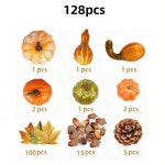 128pcs 인공 호박 장식 가 추수감사절 할로윈 디스플레이 다양한 크기 수확 : 유스로지스틱스