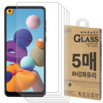 클리어 9H 강화유리 필름 글라스 갤럭시A21-A21S 공용, 5매입 : 레드울프 지갑 핸드폰케이스