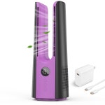 책상 선풍기, 13.4인치 휴대용 LED 오피스 쉬운, 청소하기 60 버튼 및 데스크탑 침실용 퍼플 없는 9단 9시간 디스플레이, 제어, 칼날 진동... 