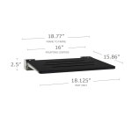 시크롬 18인치 실루엣 슬림 라인 접이식 벽 마운트 샤워 벤치 시트, 은색 프레임의 매트 블랙 시트 : 제이바이포켓