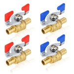 가 장착된 구오 PEX 프 볼 밸브 빨간색 차가운 파란색 물용 1/2인치 풀 포트 차단 2PCS Blue d VALVE033 4Pa 2 1/2Inch : 비욘드컴퍼니