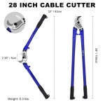 ZrgGea 케이블 커터 28인치 와이어 스닙 헤비 듀티 산업용 등급 헤비 듀티 케이블 커터, T8 합금강, 경도 HRC56, 날카로운 절단 케이블 및... 