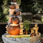 실내분수대 조경 폭포인테리어 연못 입구 거실 빌라 정원 공원 수경관 오복내순환 58x37x114CM : 옹키몰