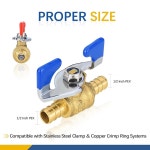 가 장착된 구오 PEX 프 볼 밸브 빨간색 차가운 파란색 물용 1/2인치 풀 포트 차단 2PCS Blue d VALVE033 4Pa 2 1/2Inch : 비욘드컴퍼니