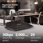넷기어 나이트호크 WiFi 6 라우터 RAX36 - 보안 기능, AX3000 3Gbps 무선 속도 듀얼 밴드 기가비트 인터넷 2 000 : 38서초직구