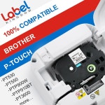 라벨 킹덤 TZe-261 36mm 1.4인치 P-터치 TZe 브라더 PT-P9 PT-P900W 흰색 TZe261 PT-530 1 1/2인치 라미네이트 블랙, 교체용 화이트... 