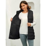 봄, 가을, 겨울용 후드 경량 패커블 민소매 다운 조끼를 입은 여성용 모던 버블 롱 퍼퍼 조끼 : 수성동