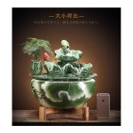 실내가습분수대 미니 천연가습 물흐는 소품 인공폭포 중호 연꽃 세트 (화분 포함) : 레드썸머