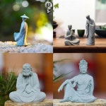 전사 소원 스님 달마 마이크로 풍경 돌 물고기 탱크 이끼 조경 선 동양 미적 정원 장식 H0178 : 수박7