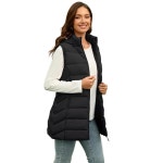 봄, 가을, 겨울용 후드 경량 패커블 민소매 다운 조끼를 입은 여성용 모던 버블 롱 퍼퍼 조끼 : 수성동