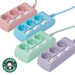 러그 납작 멀티탭 플랫 플러그 고용량 슬림 접지 디자인 멀티콘센트 3구 1.5m 파스텔 : 360마켓