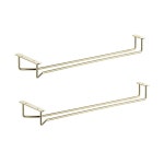 소로 에센셜 - 16인치 유리 걸이식 스템웨어 랙 황동 도금 세트 2인용 와인잔 걸이 선반 캐비닛 아래에 있는 와인 홀더 수납용 주방 바 또는... 