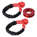 오토세소리 2X 레드 윈치 로프 합성 소프트 섀클 1X 리커버리 스내치 블록 풀리 링 키트 3/8인치 1/2인치 라인 케이블 견인 ATV UTV 차량... 