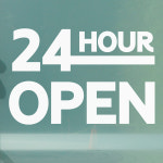 라인 24시간 open 편의점 무휴 무인가게 매장 도어 스티커 small : 코이핀즈