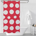 빨간색과 흰색 물방울무늬 보호 샤워 커튼 장식 방수 농가 욕실 12 현대식 엑스트라 롱 세탁 가능한 패브릭 욕조 36x72인치 92x183cm... 