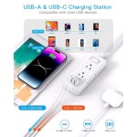 플랫 플러그 전원 스트립 HA CO 초박형 연장 코드 6 콘센트 3개 USB 포트 C 2개 5피트 멀티 익스텐더 기숙사 방 크루즈 여행 필수품을 위한 서지... 