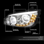 DNA 모터링 두 개의 LED 듀얼 헤일로 DRL 프로젝터 헤드라이트, Kenworth T170 T270 08-19/T660 02-18/T700 11-15, 크롬 하우징, HL-H... 