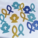 여아용 미 프리메라 성찬식 테이블 장식 반짝이 물고기 성배 색종이 나의 첫 핑크 블루 크로스 : 스냅바이어