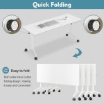 4팩 화이트 회의실 테이블, 55.2인치 사무실 접이식 회의 캐스터 휠... 직사각형 회의실, 클래스, 회의실용 테이블 47.2in 1619w : 레온티스