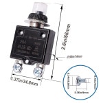 mxuteuk 2Pcs 20Amp 회로 차단기 푸시 버튼 수동 리셋 125/250V AC 50V DC, L1 시리즈 과부하 보호 스위치 방수 버튼 캡 L1-ls-20A 포함... 