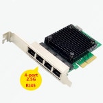4포트 네트워크 카드 RTL8125 8126 칩 PCI Express X4 - 쿼드 RJ45 NIC 10/100/1000/2500Mb 기가비트 이더넷 LAN 카드 (PC 데스크탑용... 
