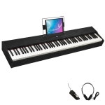 해머 액션이 있는 MSTNE 디지털 피아노 88 키 가중 키보드, 풀사이즈 키보드 피아노, 서스테인 페달이 휴대용 전기 헤드폰, MDF, 블랙 Black... 