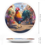 하이힐 쇼핑 장식용 접시를 든 루스터 본 차이나 전시용 접시 홈 오피스용 기념 예술 공예품 10인치 : dealloot