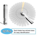 필러 게이지 세트 스틸 두께 32 블레이드, 0.04-0.88mm(0.0015-0.035인치) 미터법/임페리얼, 기타, 스파크 플러그, 3D 프린터, 피스톤 측정을... 