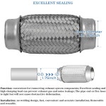 RP 놀라운 출력 2팩 1 75인치 입구 배기 플렉스 파이프 1 75 ID x 6 길이 튜브 스테인리스 스틸 더블 브레이드 헤비 듀티 핏 머플러 파이프... 