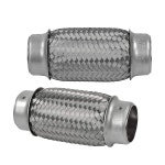 RP 놀라운 출력 2팩 1 75인치 입구 배기 플렉스 파이프 1 75 ID x 6 길이 튜브 스테인리스 스틸 더블 브레이드 헤비 듀티 핏 머플러 파이프... 