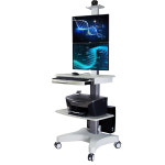이동식 듀얼 모니터 컴퓨터카트 PC모니터스탠드 의료 연구 업무용 워크스테이션 AMS-110 : 월드넷코리아