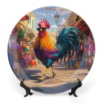 하이힐 쇼핑 장식용 접시를 든 루스터 본 차이나 전시용 접시 홈 오피스용 기념 예술 공예품 10인치 : dealloot