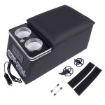 USB 및 LED 조명과 휴대폰 홀더 및 컵 홀더가 있는 카 미니밴 밴 트럭 캡 백 벤치 시트 보관함용 게타니 블랙 센터 콘솔 팔걸이 정리함... 