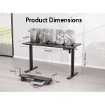 있는 48x24인치 전동 스탠딩 데스크, 홈 오피스용 높이 조절 가능, 휴대폰 홀더와 함께 서 인체공학적 시트, 3개, 블랙 : 미라클스토리004