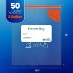 디로즈 2갤런 리클로저블 백 - 더블 지퍼, 헤비 듀티, 식품 및 가정용 투명 플라스틱 보관 50개 50 : 라온앤드
