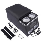 USB 및 LED 조명과 휴대폰 홀더 및 컵 홀더가 있는 카 미니밴 밴 트럭 캡 백 벤치 시트 보관함용 게타니 블랙 센터 콘솔 팔걸이 정리함... 