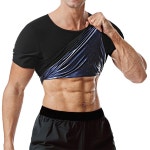 도켈로비 사우나 정장 셔츠 남성용 스웨트 인핸서 티셔츠 반팔 허리 트레이너 바디 셰이퍼 조끼 탱크 탑 트리머 Blue Lining Medium... 