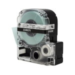 엡손 라벨웍스 224WCPX 정품 PET(폴리에스터) 테이프 카트리지 - 투명 라벨 메이커 테이프에 흰색 1인치(24MM) 너비, 30인치 1 Black on... 