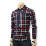 데카틴 체크 긴팔 남방 베이직핏 정장 와이셔츠 : 블루포스 스토어