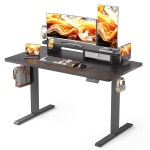 있는 48x24인치 전동 스탠딩 데스크, 홈 오피스용 높이 조절 가능, 휴대폰 홀더와 함께 서 인체공학적 시트, 3개, 블랙 : 미라클스토리004