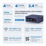 Beelink S12 Pro 미니 PC, 인텔 12세대 올더 레이크 - N100(최대 3.4GHz), 16GB DDR4 RAM 500GB SSD, 컴퓨터 지원 4K 듀얼 : 구구구잡화