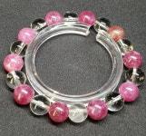 핑크 칼라투어머린(토르말린) ,백수정 10mm 팔찌 : 수정팔찌