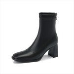 숏부츠 가을 겨울 두꺼운 굽 프랑스 탄성 베어 스퀘어 토 스키니 대형 사이즈 41-43 하 : 벤더모어