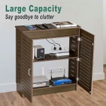 및 사무실용 LXSEHN WiFi 라우터 보관 캐비닛, 바닥에 서 있는 보관함 모뎀, 전원 스트립 케이블 관리 하이더 정리함 (Walnut) : 브이팩토리002