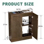 및 사무실용 LXSEHN WiFi 라우터 보관 캐비닛, 바닥에 서 있는 보관함 모뎀, 전원 스트립 케이블 관리 하이더 정리함 (Walnut) : 브이팩토리002